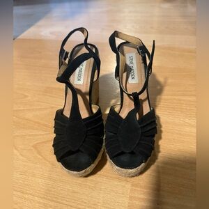 Steve Madden Black Espadrille Wedge Sandals